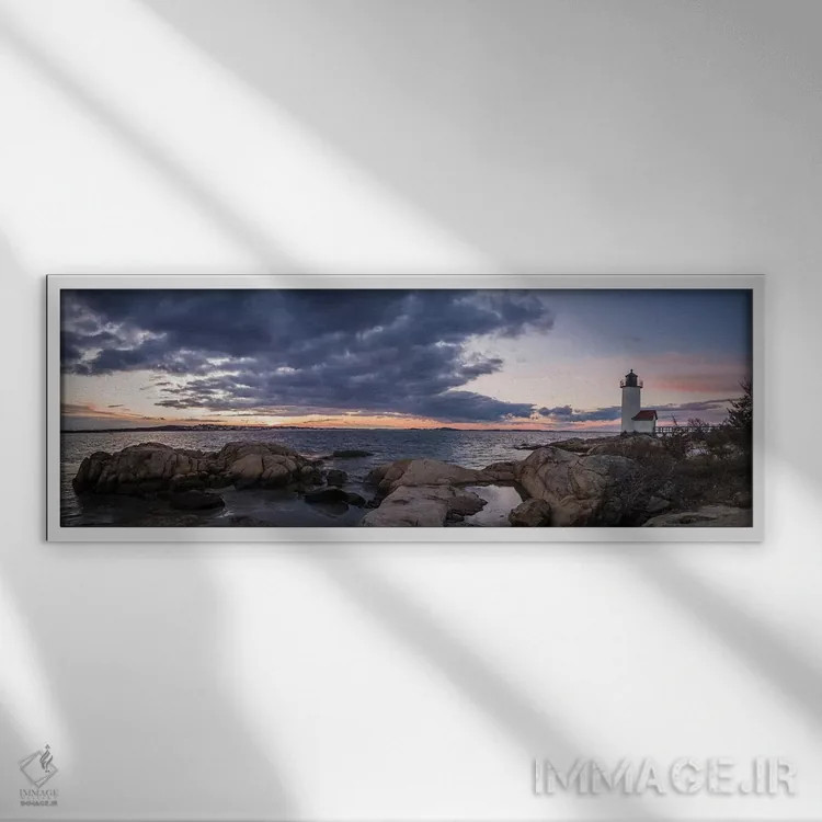 تابلو دکوراتیو Massachusetts, Cape Ann, Gloucester, Annisquam Lighthouse… اثر والتر بیبیکوف - نمای قابدار سفید