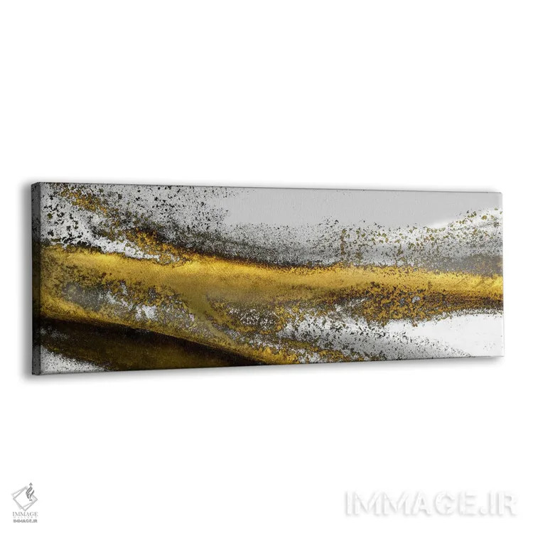 تابلو انتزاعی جریان طلایی سفید اثر وندی کروکر - نمای پرسپکتیو محصول