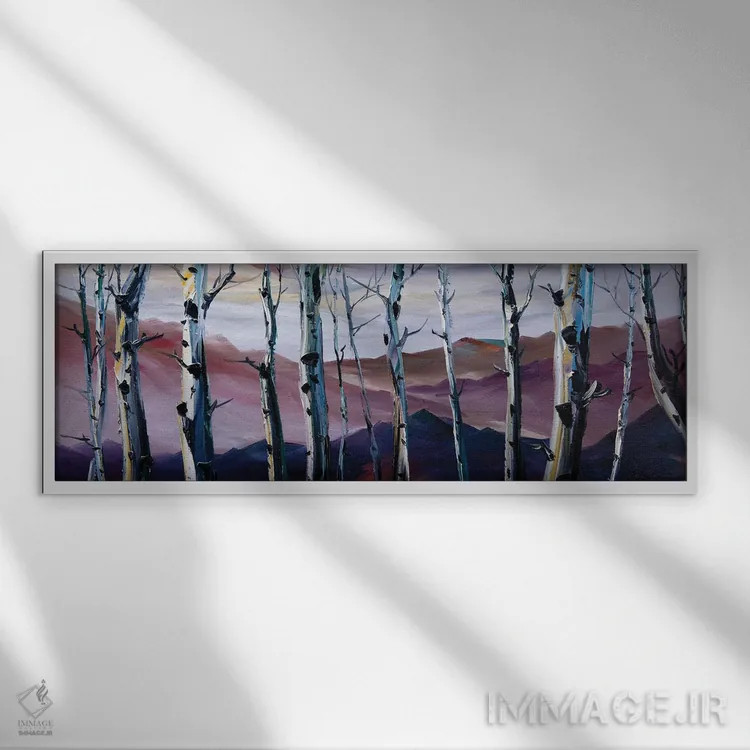 تابلو دکوراتیو جنگل توس I اثر ویلسون لاو - نمای قابدار سفید