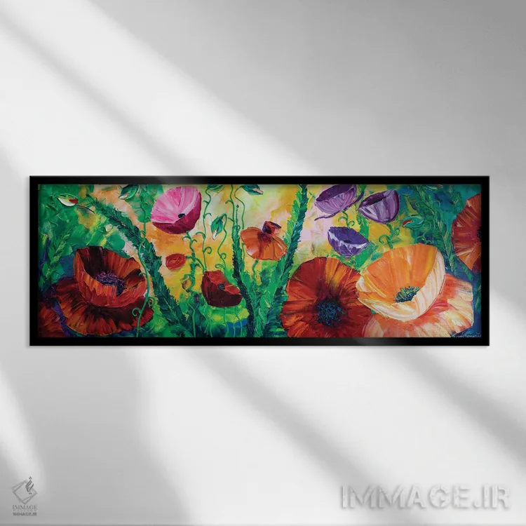 تابلو دکوراتیو دشت شقایق IV اثر ویلسون لاو - نمای قابدار مشکی