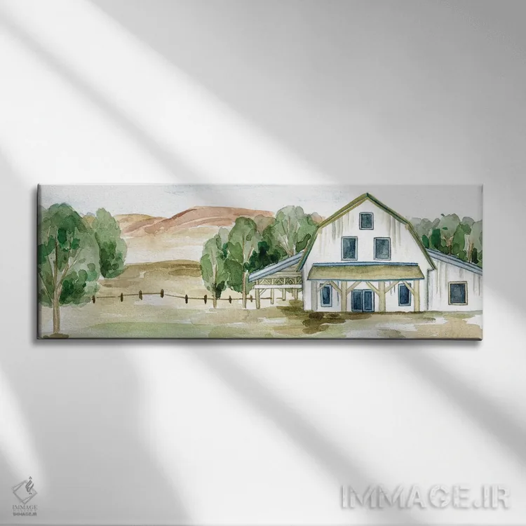 تابلو مدرن منظره خانه روستایی II اثر ملیسا وانگ - نمای روبهرو روی دیوار