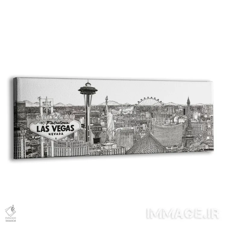 تابلو دکوراتیو خط افق لاس وگاس به صورت سیاه و سفید اثر ملیسا وانگ - نمای پرسپکتیو محصول