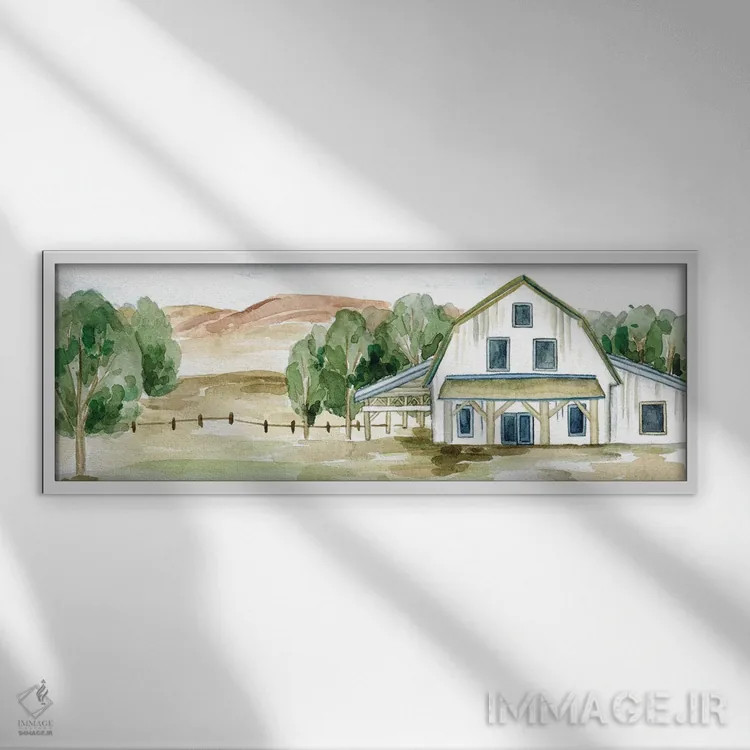 تابلو مدرن منظره خانه روستایی II اثر ملیسا وانگ - نمای قابدار سفید