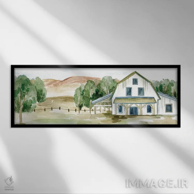 تابلو مدرن منظره خانه روستایی II اثر ملیسا وانگ - نمای قابدار مشکی