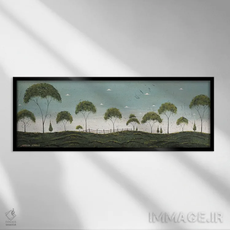 تابلو دکوراتیو ردیف درختان اثر وارن کیمبل - نمای قابدار مشکی