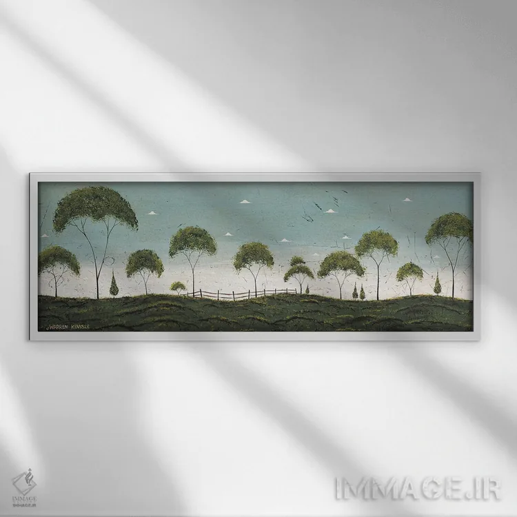 تابلو دکوراتیو ردیف درختان اثر وارن کیمبل - نمای قابدار سفید