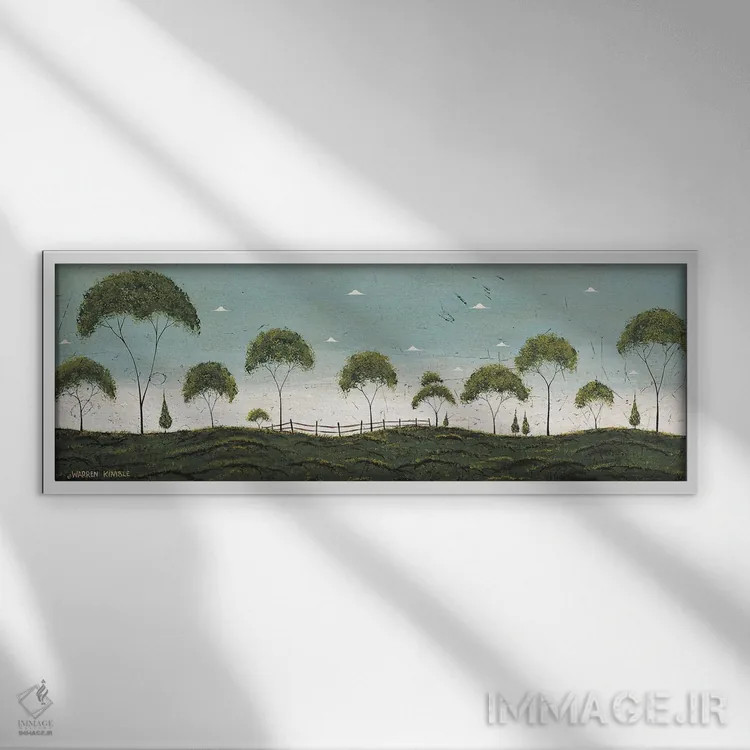 تابلو دکوراتیو ردیف درختان اثر وارن کیمبل - نمای قابدار سفید