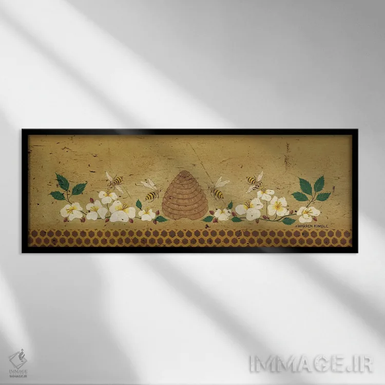 تابلو دکوراتیو کندو زنبور اثر وارن کیمبل - نمای قابدار مشکی