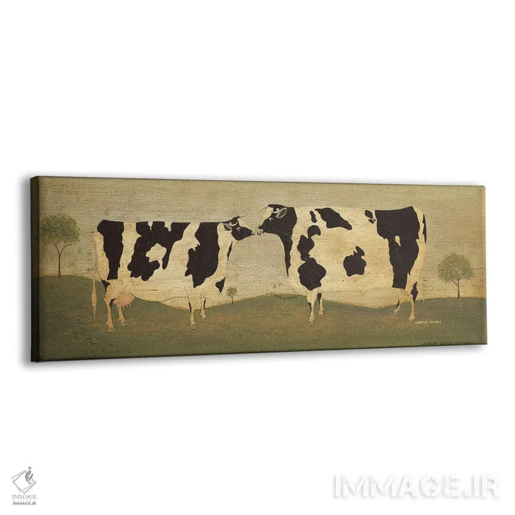 تابلو دکوراتیو گاوهای درحال بوسیدن اثر وارن کیمبل - نمای پرسپکتیو محصول