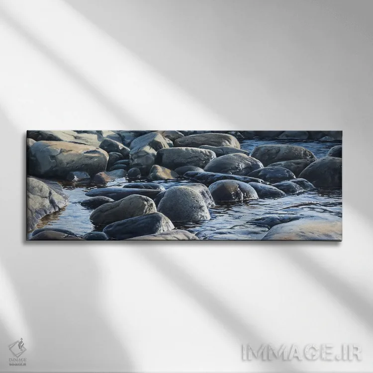 تابلو دکوراتیو سنگ های آبی اثر یوهانس وس مارک - نمای روبهرو روی دیوار