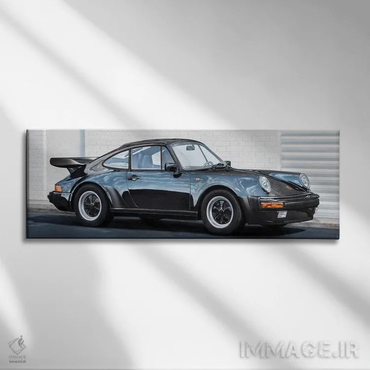 تابلو دکوراتیو پورشه ۹۳۰ توربو اثر یوهانس وس مارک - نمای روبهرو روی دیوار