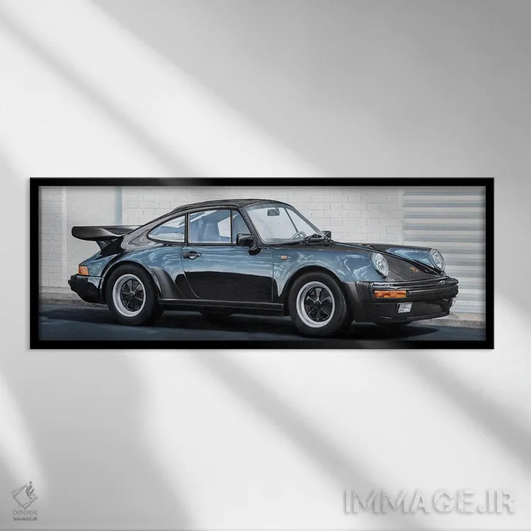 تابلو دکوراتیو پورشه ۹۳۰ توربو اثر یوهانس وس مارک - نمای قابدار مشکی