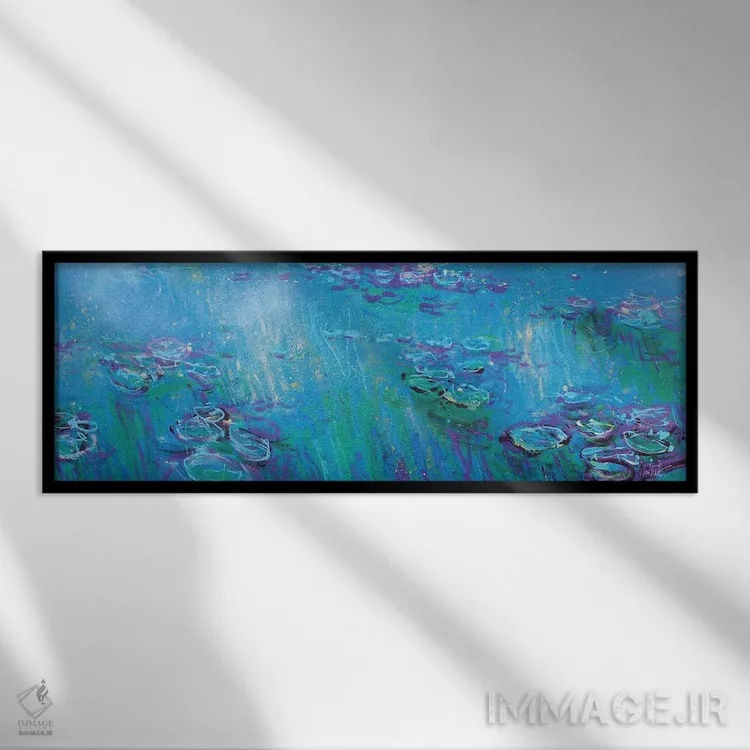 تابلو دکوراتیو پانورامای ژیورنی در آبی فلوئورسنت اثر وین اسلیت - نمای قابدار مشکی