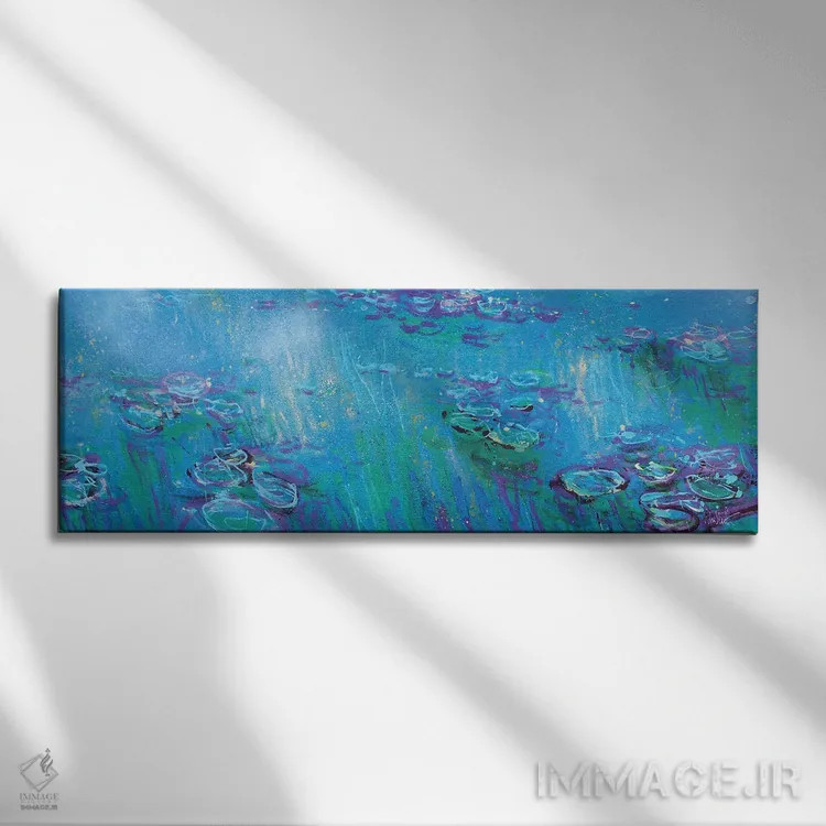تابلو دکوراتیو پانورامای ژیورنی در آبی فلوئورسنت اثر وین اسلیت - نمای روبهرو روی دیوار
