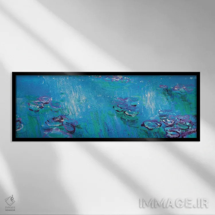 تابلو انتزاعی Fluorescent Blue,ژیورنی، آبی فلوئورسنت اثر وین اسلیت - نمای قابدار مشکی