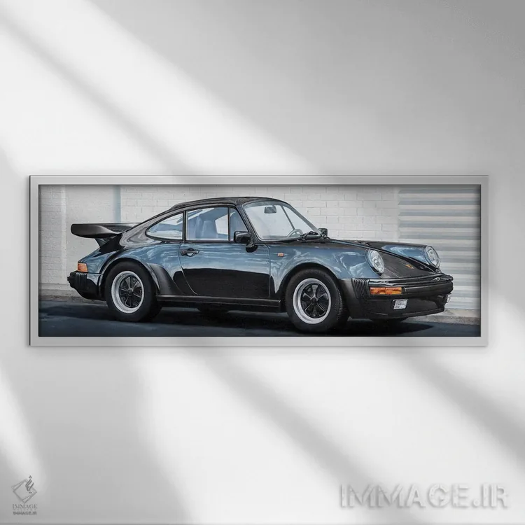 تابلو دکوراتیو پورشه ۹۳۰ توربو اثر یوهانس وس مارک - نمای قابدار سفید