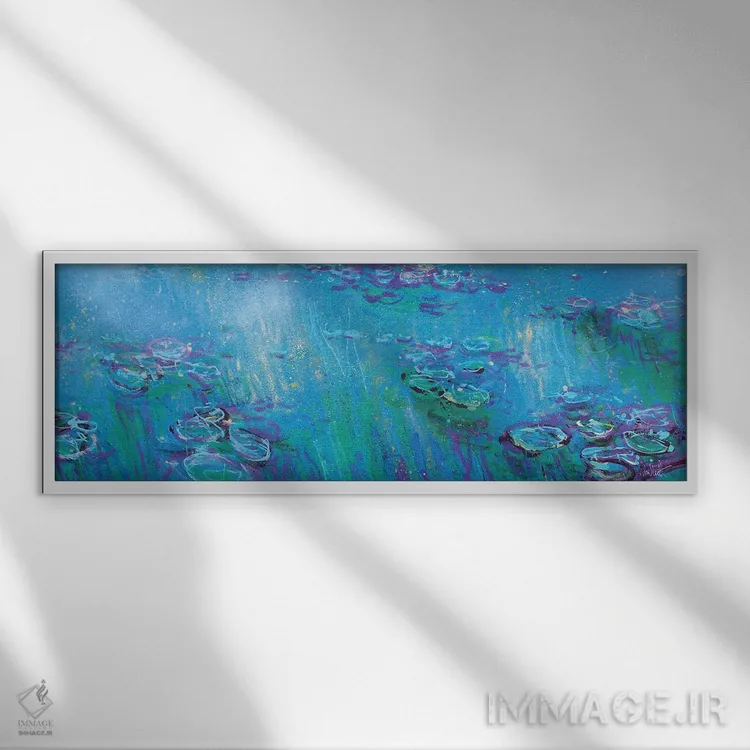 تابلو دکوراتیو پانورامای ژیورنی در آبی فلوئورسنت اثر وین اسلیت - نمای قابدار سفید