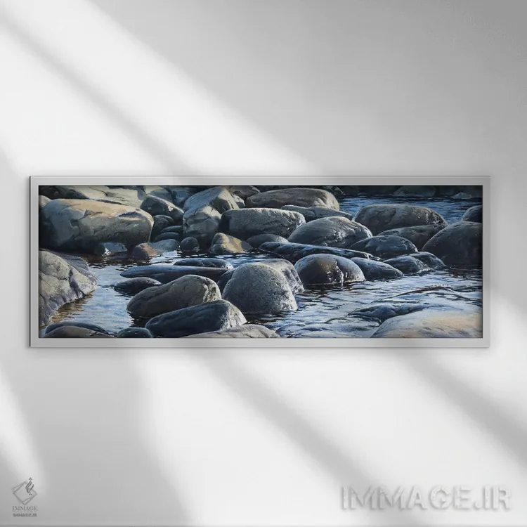 تابلو دکوراتیو سنگ های آبی اثر یوهانس وس مارک - نمای قابدار سفید
