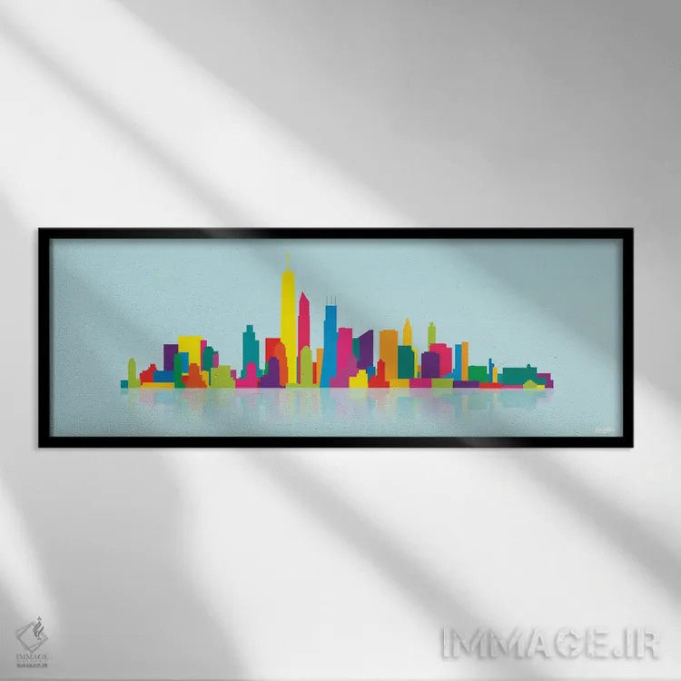 تابلو دکوراتیو خط افق مرکز تجارت جهانی اثر یونی آلتر - نمای قابدار مشکی