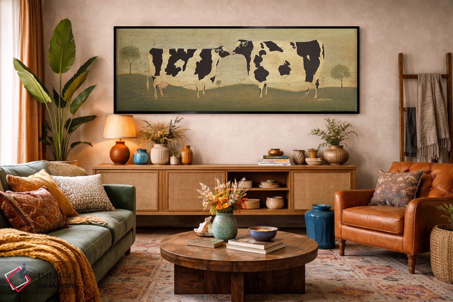 تابلو دکوراتیو گاوهای درحال بوسیدن اثر وارن کیمبل - D3B