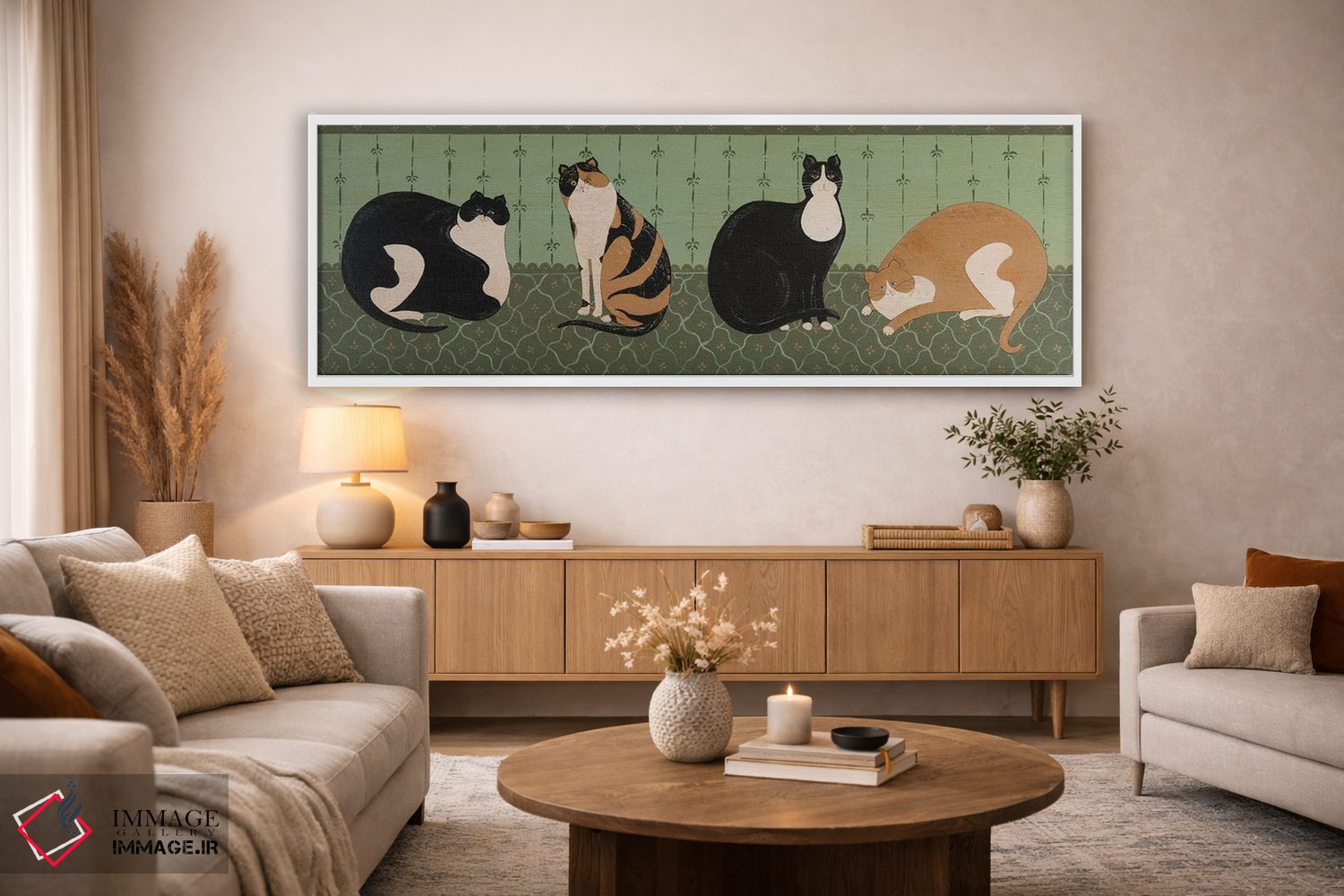تابلو دکوراتیو چهار گربه اثر وارن کیمبل - D3W