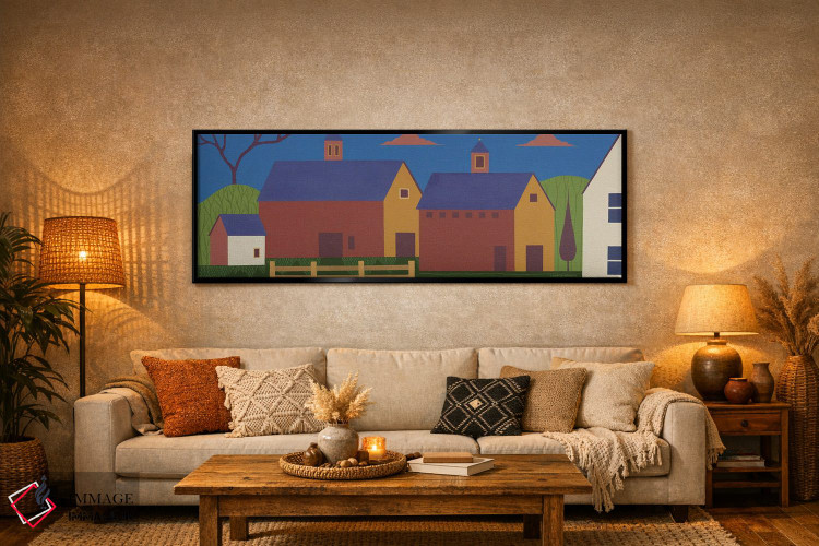 تابلو دکوراتیو طویله با سقف آبی اثر وارن کیمبل - D6B