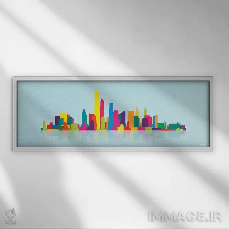 تابلو دکوراتیو خط افق مرکز تجارت جهانی اثر یونی آلتر - نمای قابدار سفید