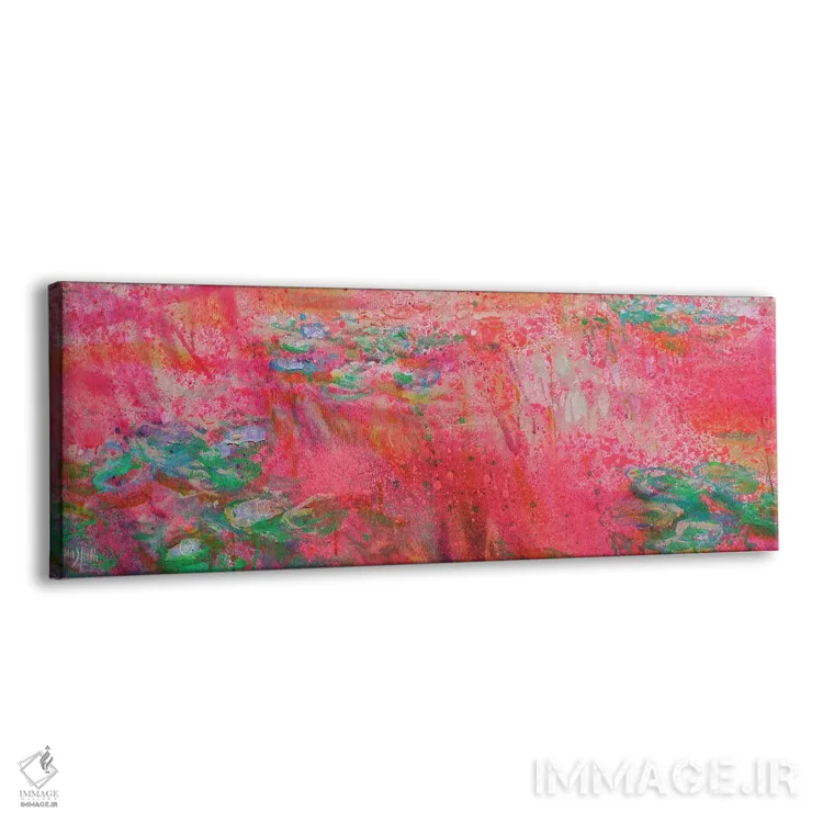 تابلو انتزاعی پانورامای ژیورنی در قرمز فلوئورسنت اثر وین اسلیت - نمای پرسپکتیو محصول