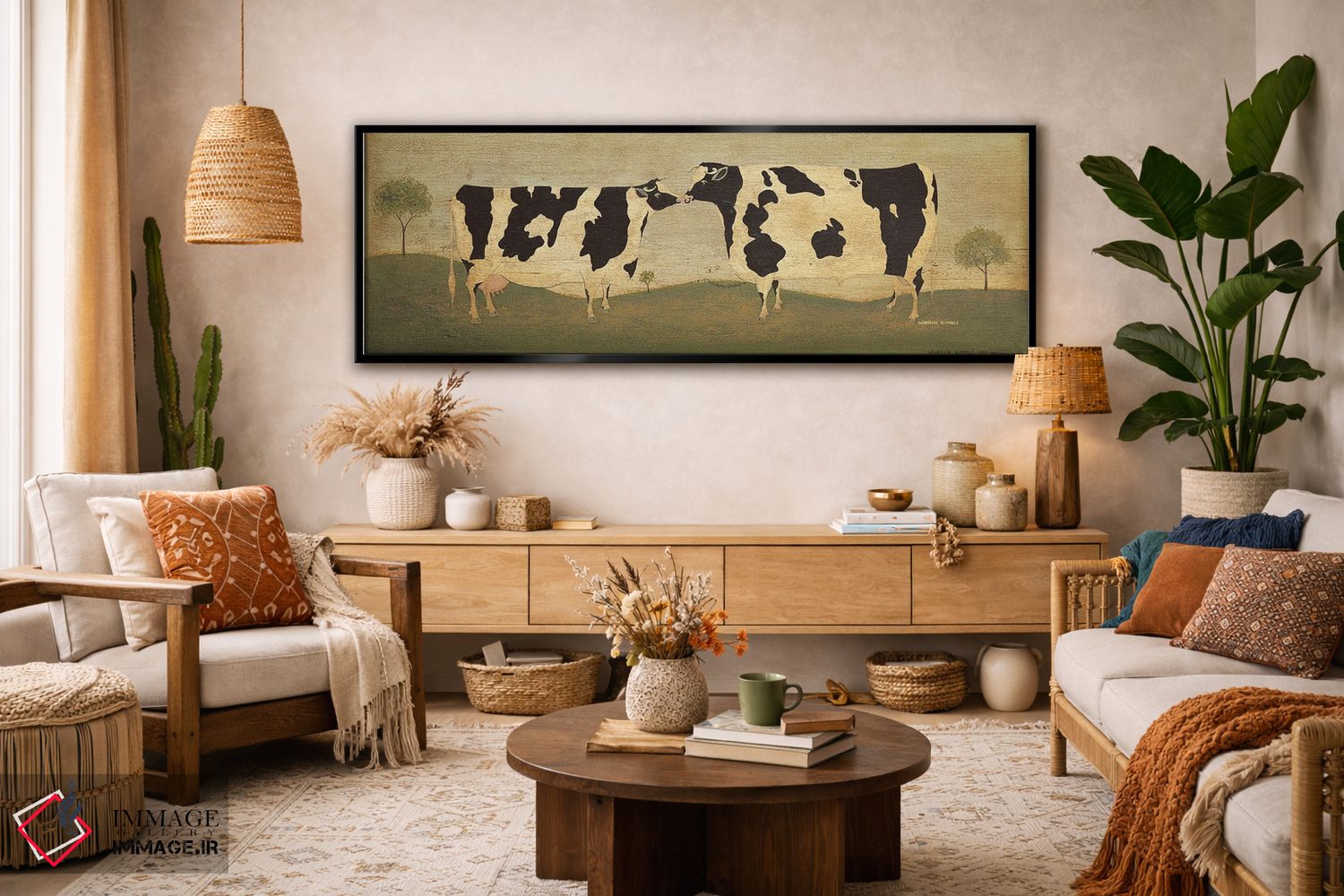 تابلو دکوراتیو گاوهای درحال بوسیدن اثر وارن کیمبل - D4B