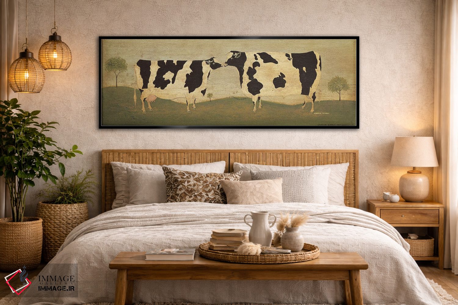 تابلو دکوراتیو گاوهای درحال بوسیدن اثر وارن کیمبل - D6B