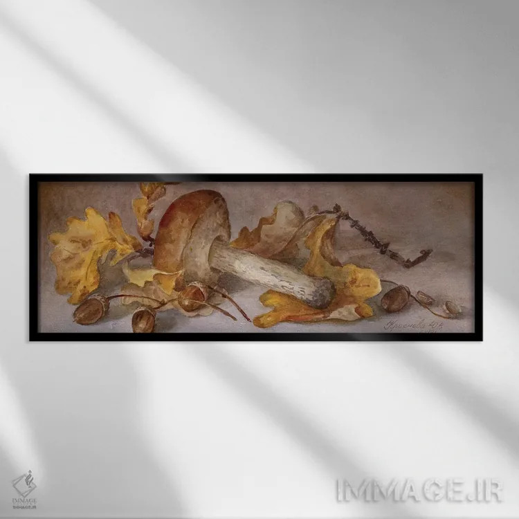 تابلو دکوراتیو قارچ بولت توس و بلوط ها اثر یولیا کراسنوف - نمای قابدار مشکی