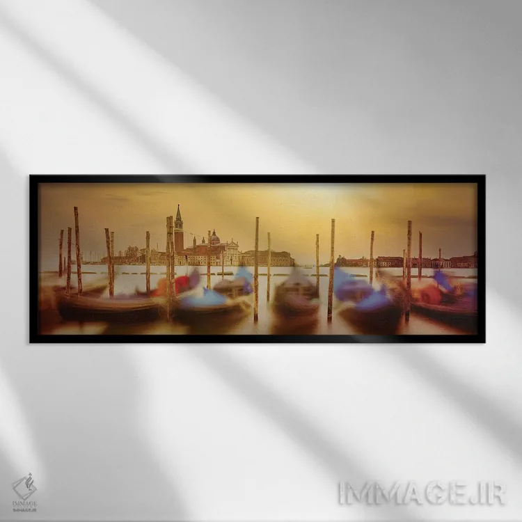 تابلو دکوراتیو والس گوندولاهای ونیزی اثر میاری آندریا - نمای قابدار مشکی