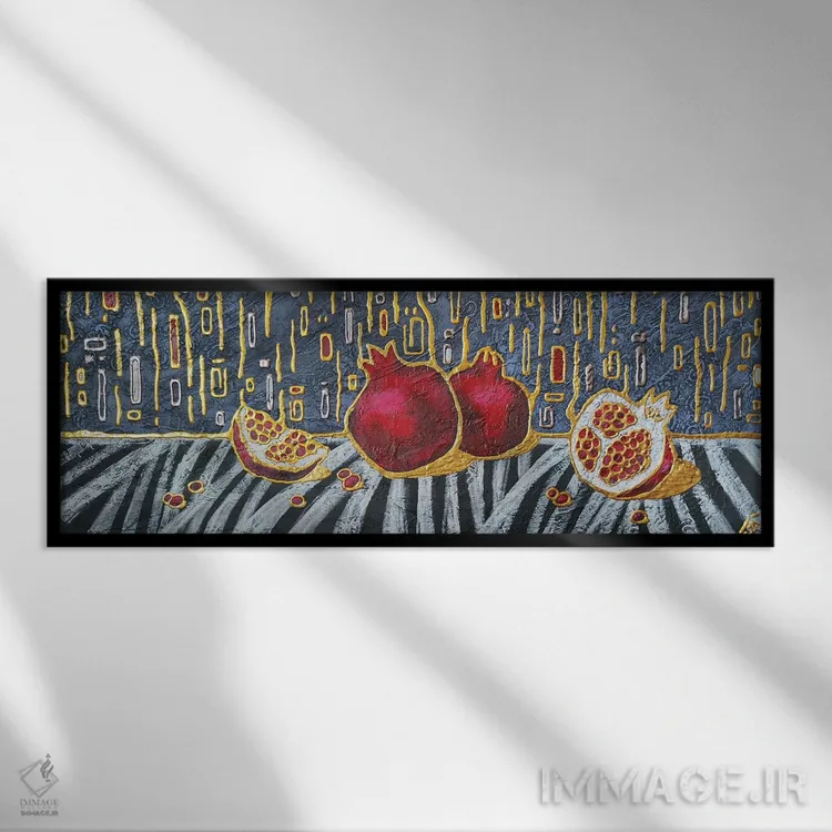 تابلو دکوراتیو طبیعت بی جان عصرگاهی با نارنجک ها اثر یولیا بلاسلا - نمای قابدار مشکی