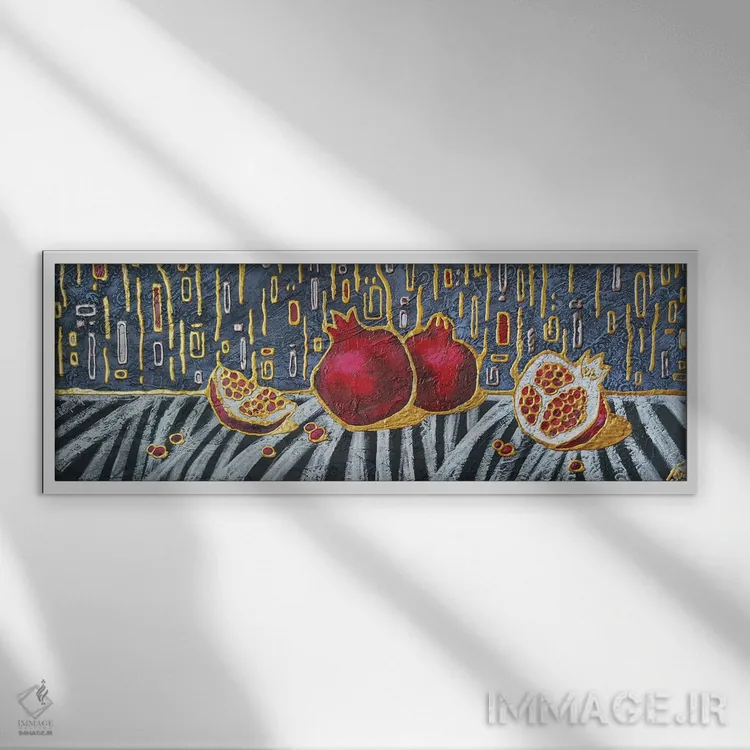 تابلو دکوراتیو طبیعت بی جان عصرگاهی با نارنجک ها اثر یولیا بلاسلا - نمای قابدار سفید
