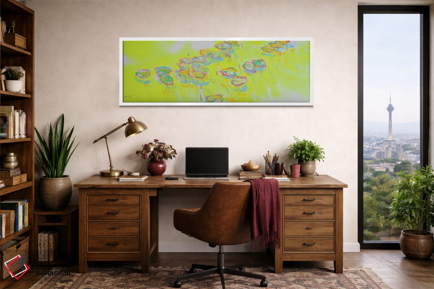 تابلو دکوراتیو پانورامای ژیورنی در زرد فلوئورسنت اثر وین اسلیت - D2W