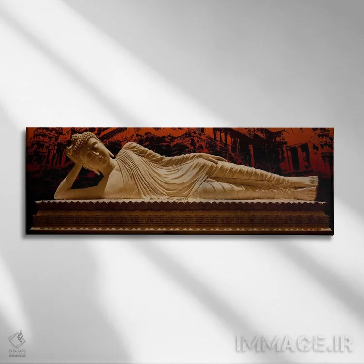 تابلو دکوراتیو بودای خوابیده در انگکور وات اثر فایو بای فایو کالکتیو - نمای روبهرو روی دیوار