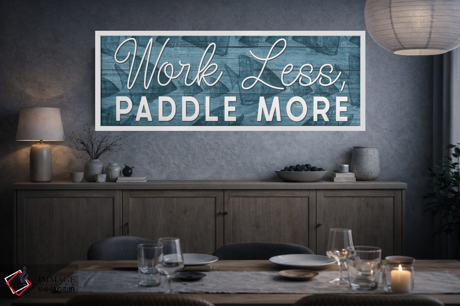 تابلو دکوراتیو Paddle More,کمتر کار کن، بیشتر پارو بزن اثر یاس نفاس دیزاینز - D2W