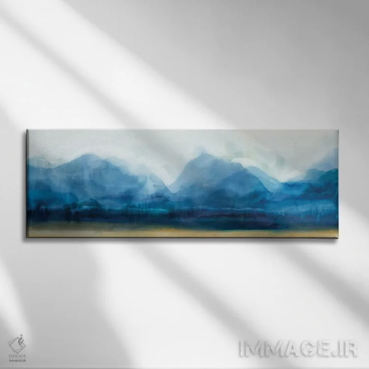 تابلو انتزاعی کوه های نیلی اثر ایزابل زد - نمای روبهرو روی دیوار