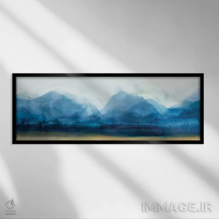 تابلو انتزاعی کوه های نیلی اثر ایزابل زد - نمای قابدار مشکی