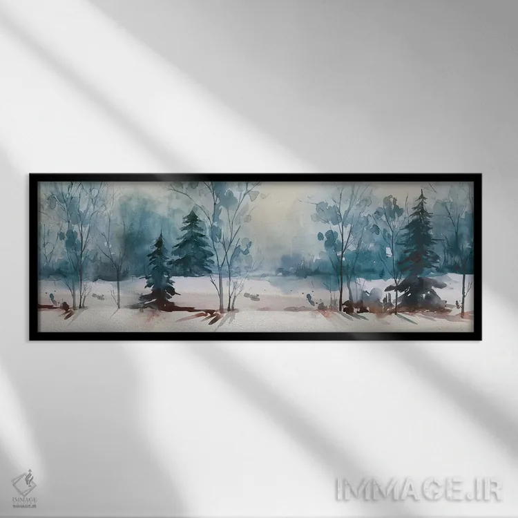 تابلو انتزاعی آبی غباری I اثر ایزابل زد - نمای قابدار مشکی