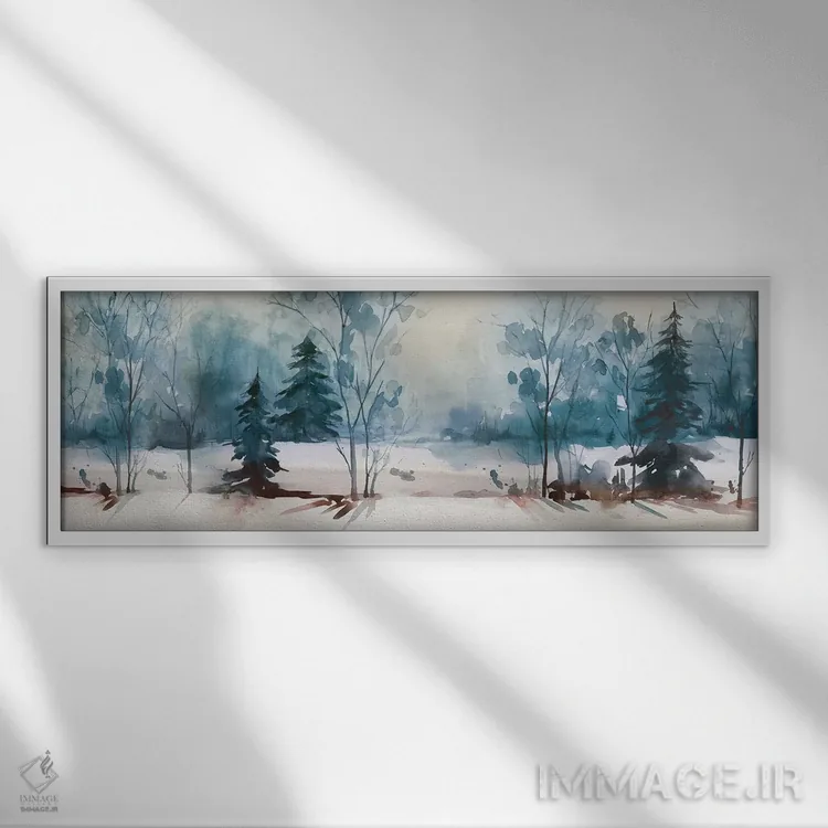 تابلو انتزاعی آبی غباری I اثر ایزابل زد - نمای قابدار سفید