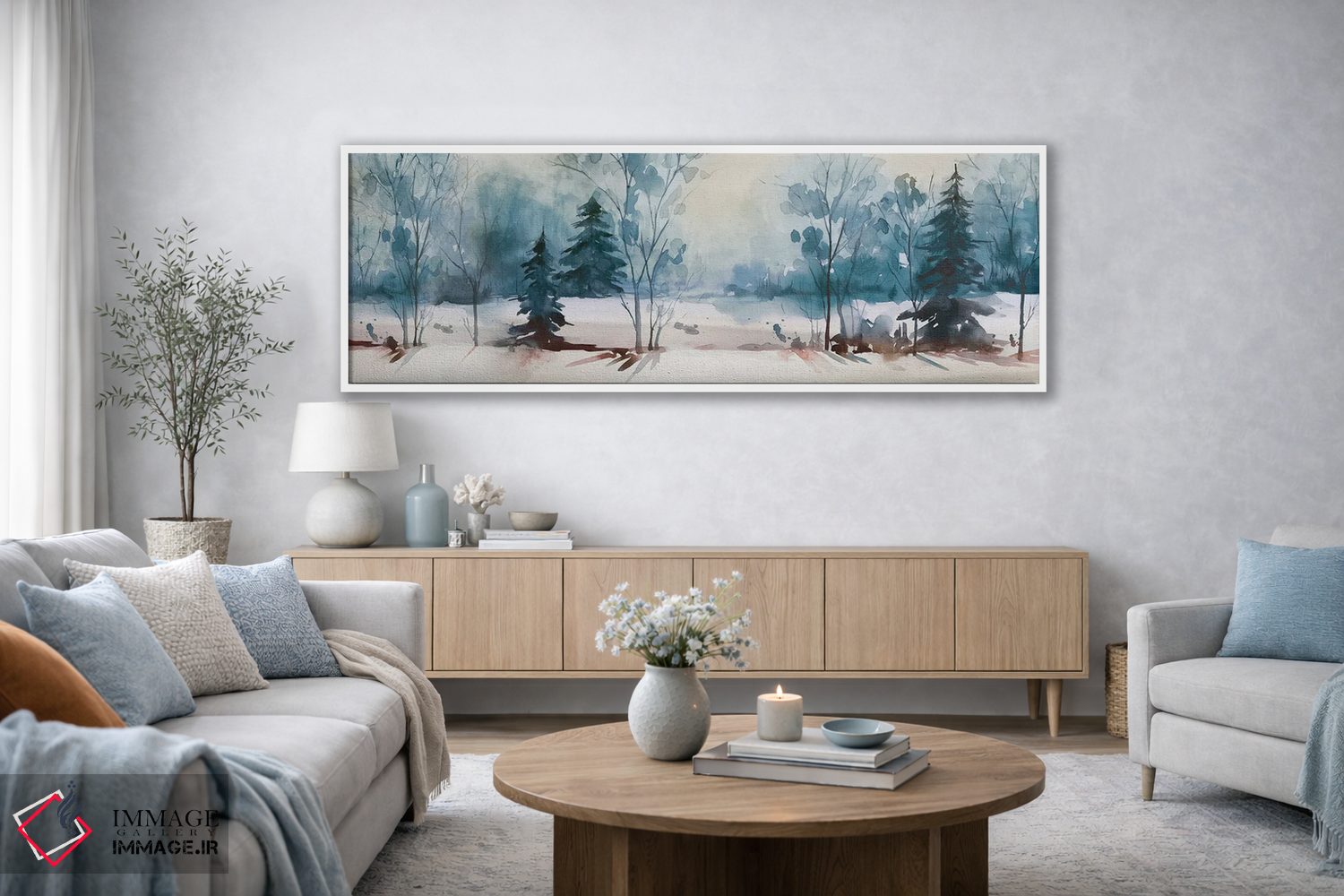 تابلو انتزاعی آبی غباری I اثر ایزابل زد - D3W