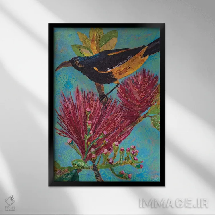 تابلو دکوراتیو پرنده هاوایی ۳ اثر الیزابت سن هیلر - نمای قابدار مشکی