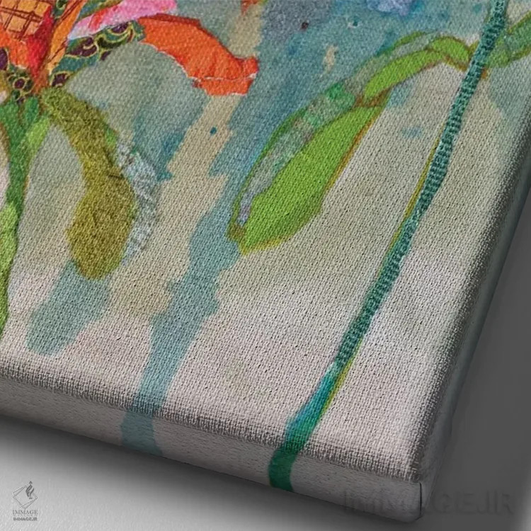 تابلو دکوراتیو کلاژ گل هندی ۲ اثر الیزابت سن هیلر - نمای نزدیک بافت بوم