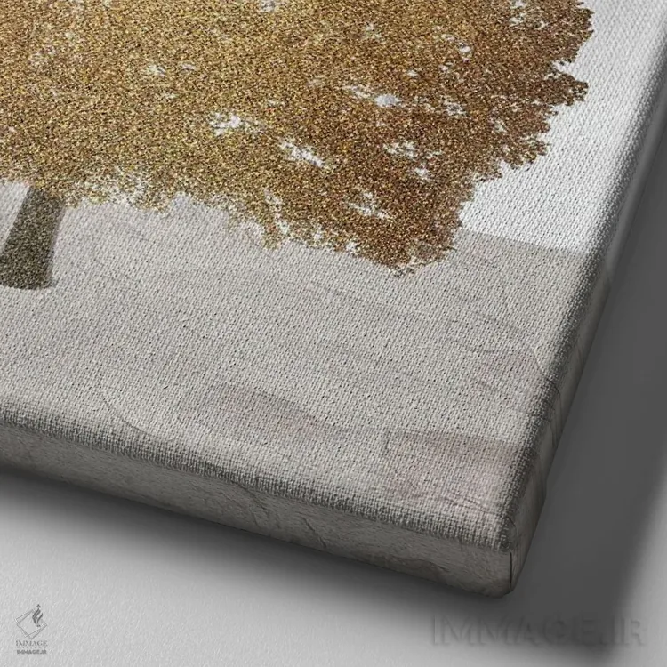 تابلو انتزاعی طلای درختان اثر کیمبرلی آلن - نمای نزدیک بافت بوم