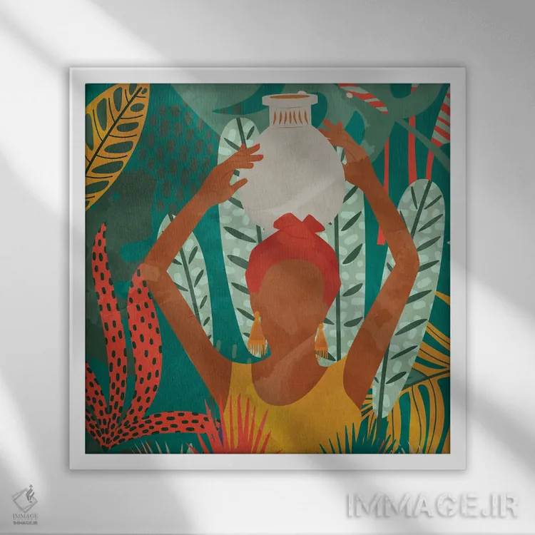 تابلو دکوراتیو پیاده روی نخلستان II اثر کیمبرلی آلن - نمای قابدار سفید