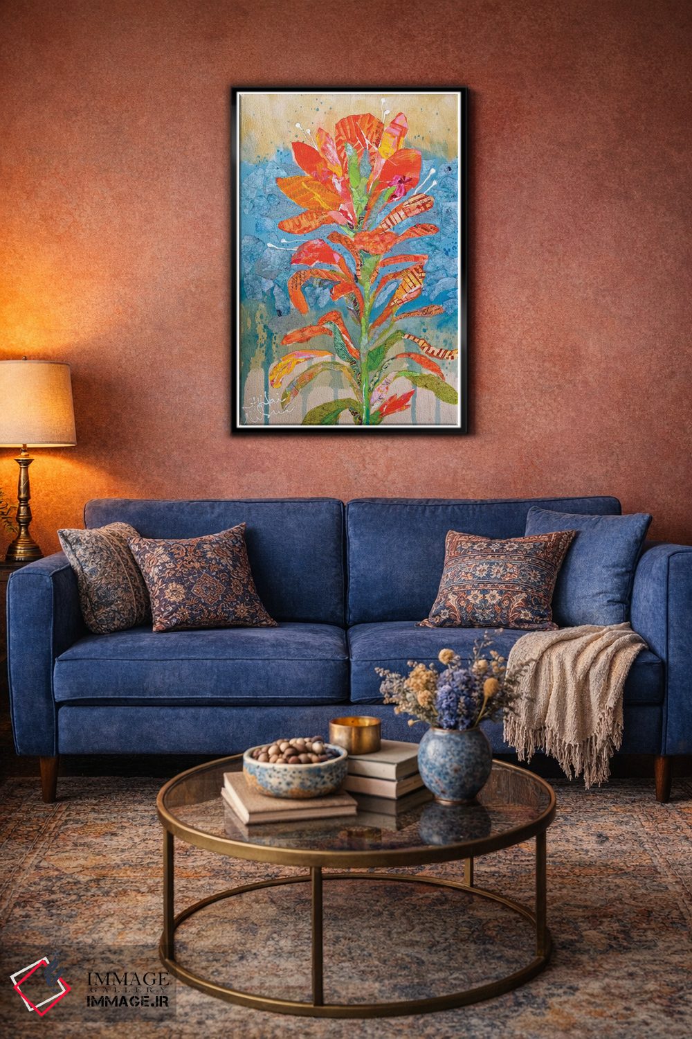 تابلو دکوراتیو کلاژ گل هندی ۱ اثر الیزابت سن هیلر - D6B