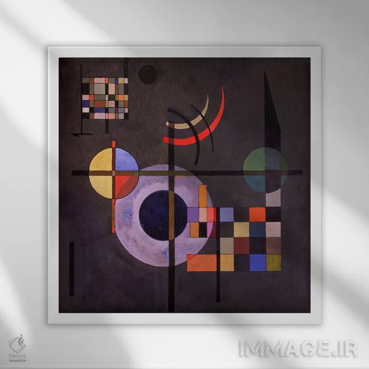 تابلو انتزاعی 1926,وزنه های تعادلی، ۱۹۲۶ اثر واسیلی کانباورسکی - نمای قابدار سفید