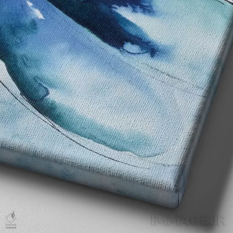 تابلو دکوراتیو آبی جسورانه شماره ۲ اثر کاترینا کراون - نمای نزدیک بافت بوم