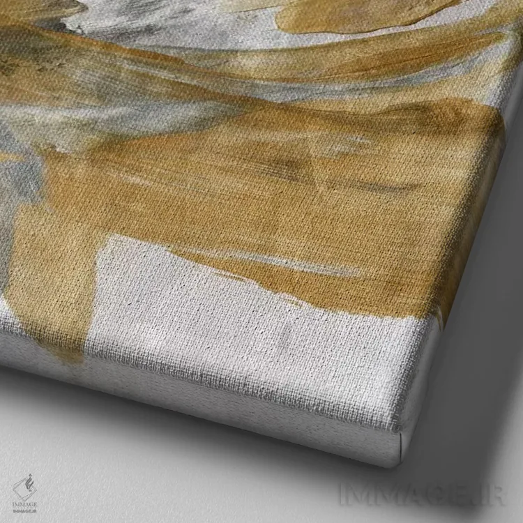 تابلو انتزاعی قدرت گل طلایی اثر کاترینا کراون - نمای نزدیک بافت بوم